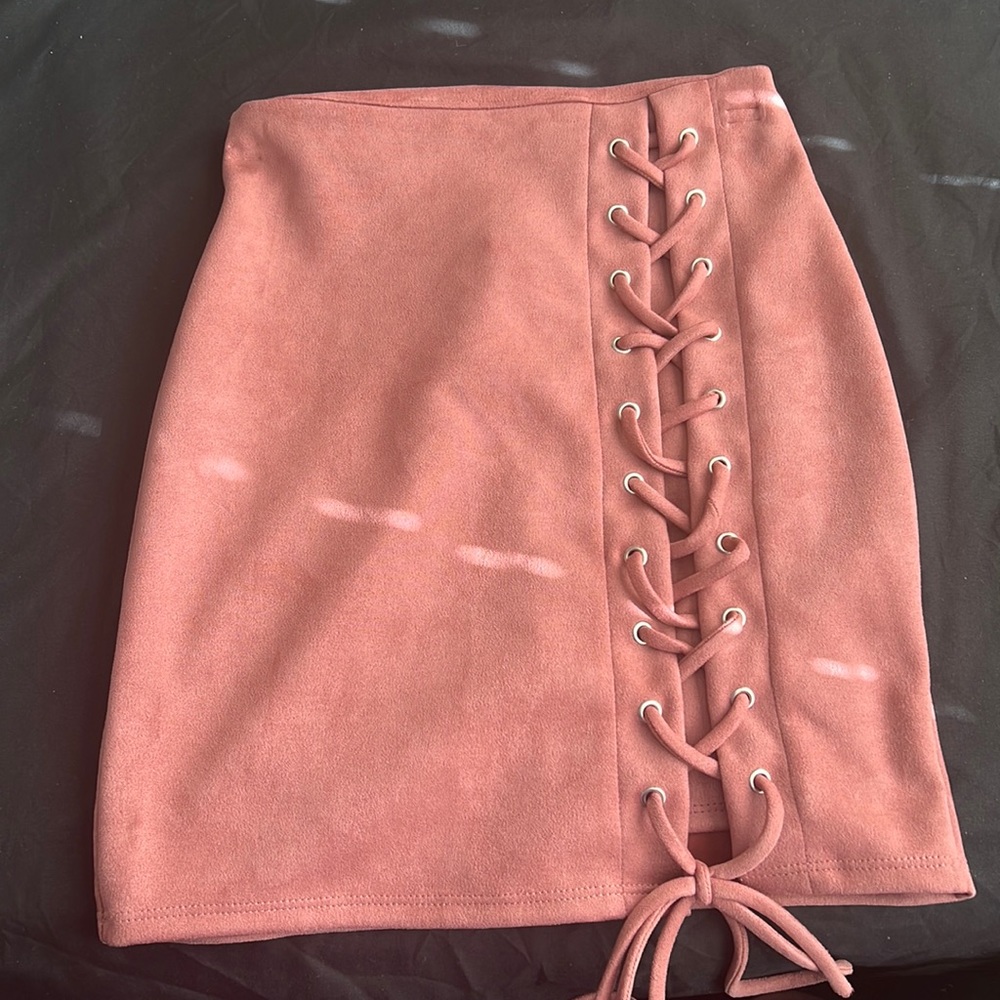 Mauve Velvet skirt with Tie up Detail